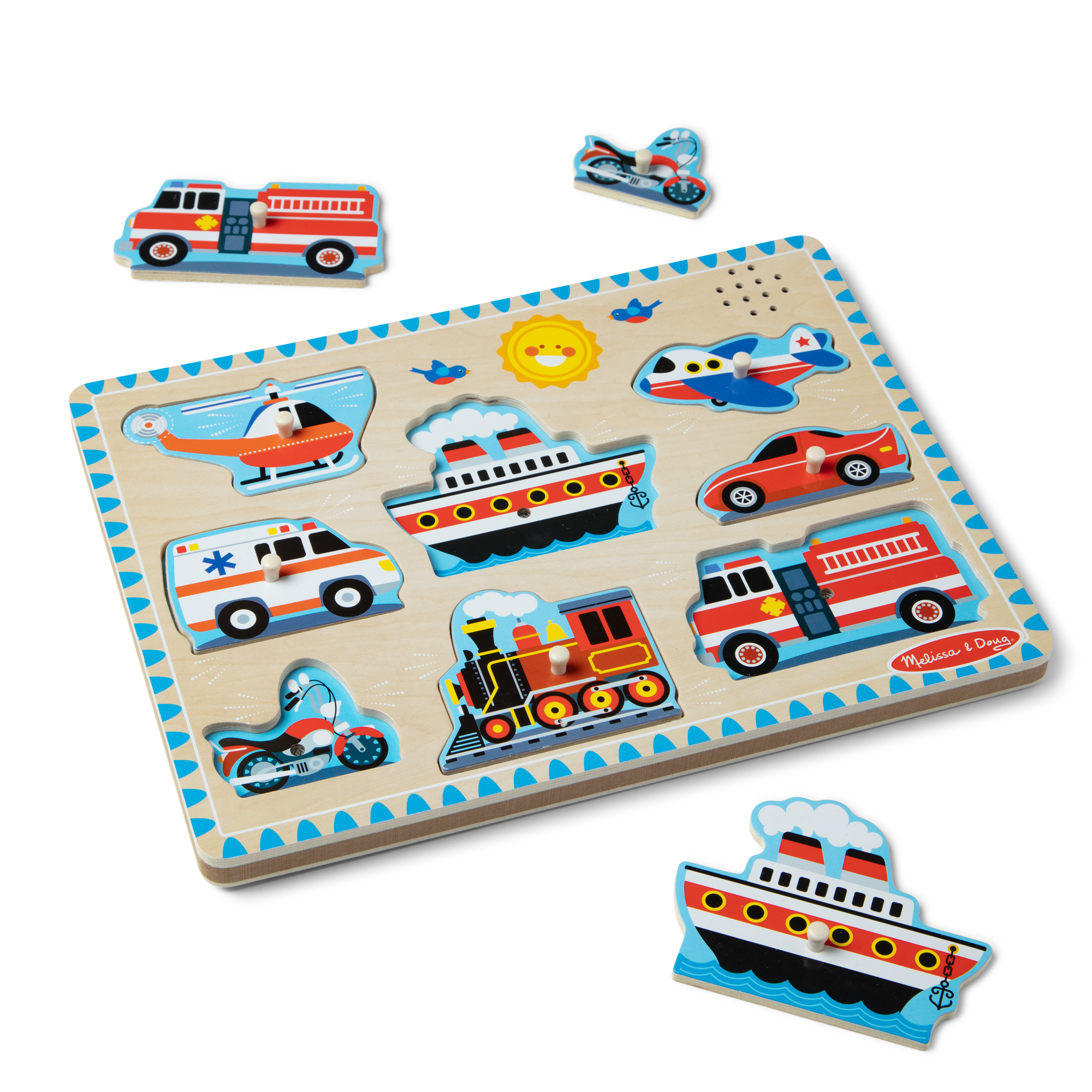 MELISSA & DOUG Skambanti dėlionė „Transporto priemonės“ dovanos nuotrauka