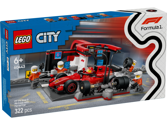 LEGO City F1® remonto punktas, mechanikai ir Ferrari automobilis