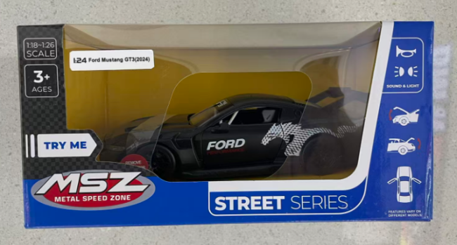MSZ металлическая модель 2024 Ford Mustang GT3, масштаб 1 | XS Žaislai