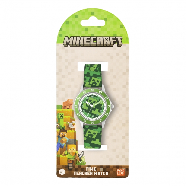 MINECRAFT Mokomasis laikrodis su silikoniniu dirže | XS Žaislai